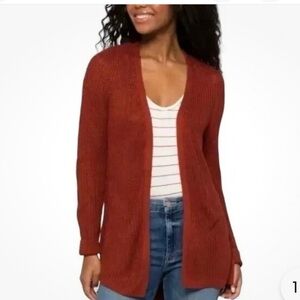 Pinque Rust Knit Sweater Cardigan Braided Knit Back Size Medium